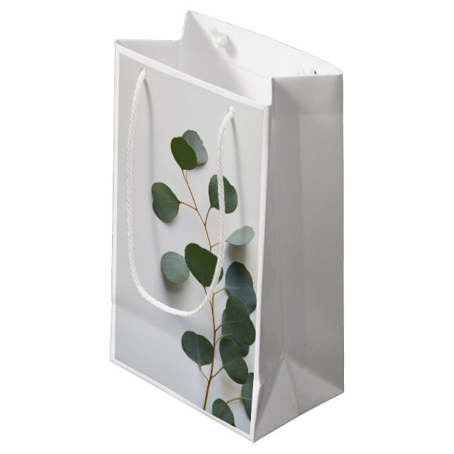 Petit Sac Cadeau Feuilles verticaux d'Eucalyptus (Devant Angle)