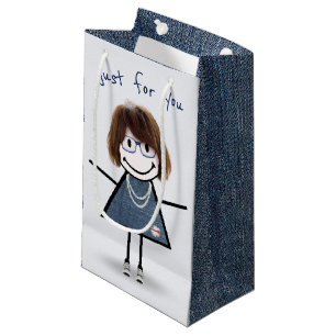 Petit Sac Cadeau Fille bonhomme allumette en baskets