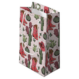 Petit Sac Cadeau Fille Country Cowgirl Noël rose et vert