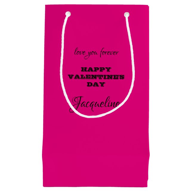 Petit Sac Cadeau Fille Glam personnalisé Hot rose Saint Valentin (Devant)