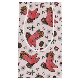 Petit Sac Cadeau Fille rose occidentale Noël rose et vert