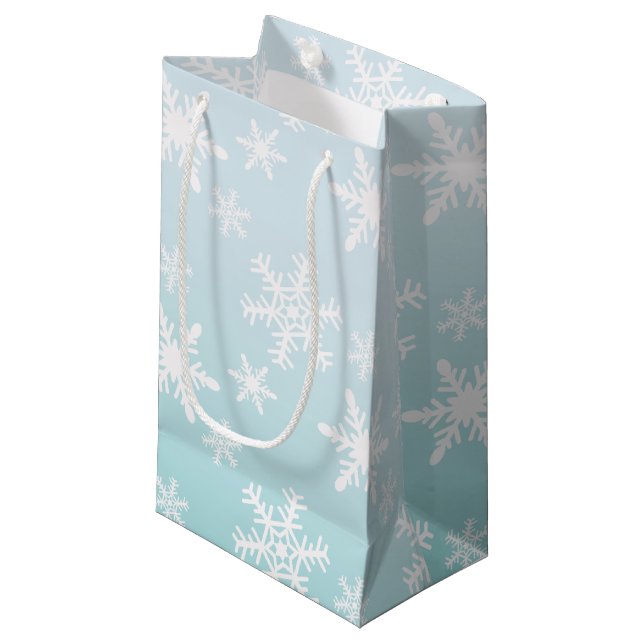 Petit Sac Cadeau Flèches blanches Ombre bleu (Devant Angle)