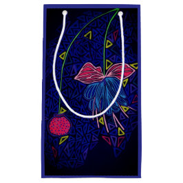 Petit Sac Cadeau Fleur bleue et rose