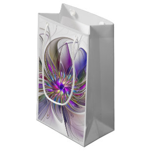 Petit Sac Cadeau Fleur d'art fractal abstrait énergique et coloré