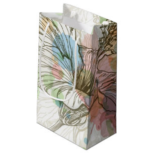Petit Sac Cadeau Fleur de ketmie et arrière - plan d'aquarelle