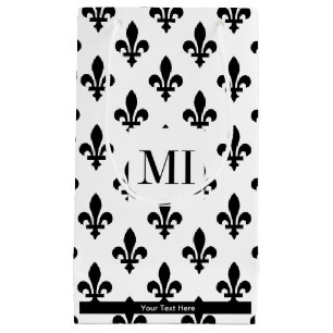 Petit Sac Cadeau Fleur de Lis Motif, française, royale, noire