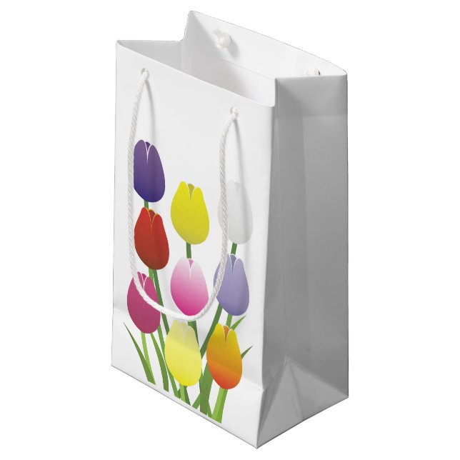 Petit Sac Cadeau Fleur de tulipe (Devant Angle)