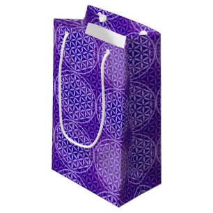 Petit Sac Cadeau Fleur de vie - motif de timbre - violet