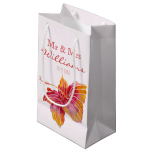 Petit Sac Cadeau Fleur d'Hibiscus hawaïen MARIAGE