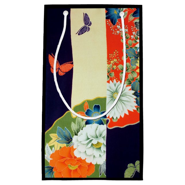 Petit Sac Cadeau Fleur et papillon, design japonais (Devant)