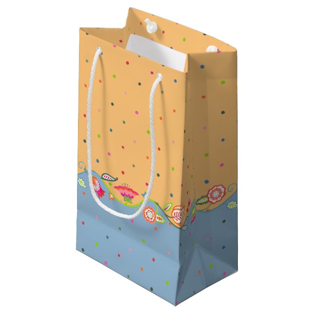 Petit Sac Cadeau Fleurs bohèmes (Devant Angle)
