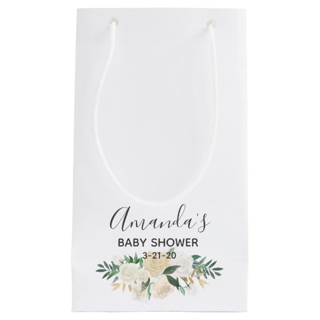 Petit Sac Cadeau Fleurs de baby shower (Devant)