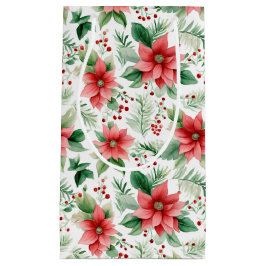 Petit Sac Cadeau Fleurs de Noël