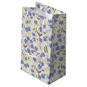 Petit Sac Cadeau Fleurs de pois doux Bleu et crème