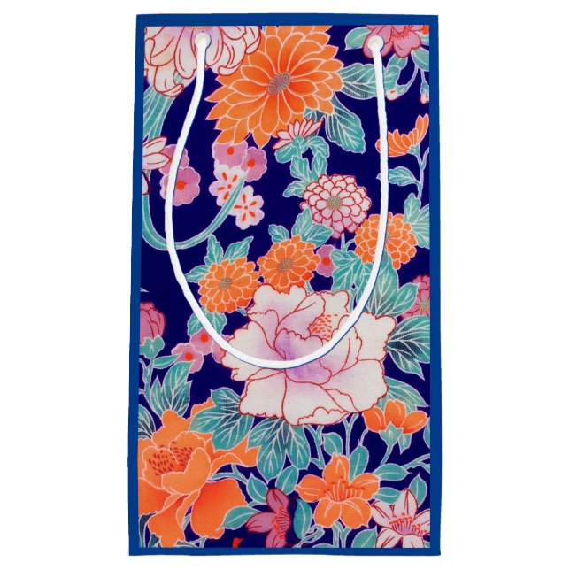 Petit Sac Cadeau Fleurs, design japonais (Devant)