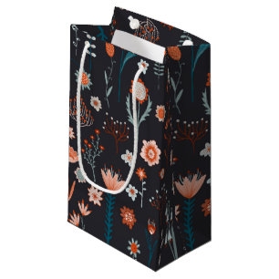 Petit Sac Cadeau Fleurs d'été scandinaves foncées