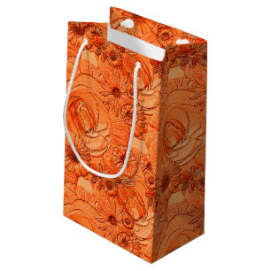 Petit Sac Cadeau Fleurs en relief - Sac-GIFT-Orange