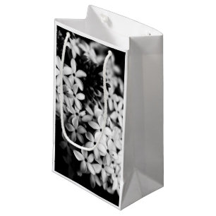 Petit Sac Cadeau Fleurs noires et blanches