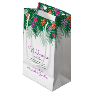 Petit Sac Cadeau Fleurs tropicales et accueil de mariage de branche