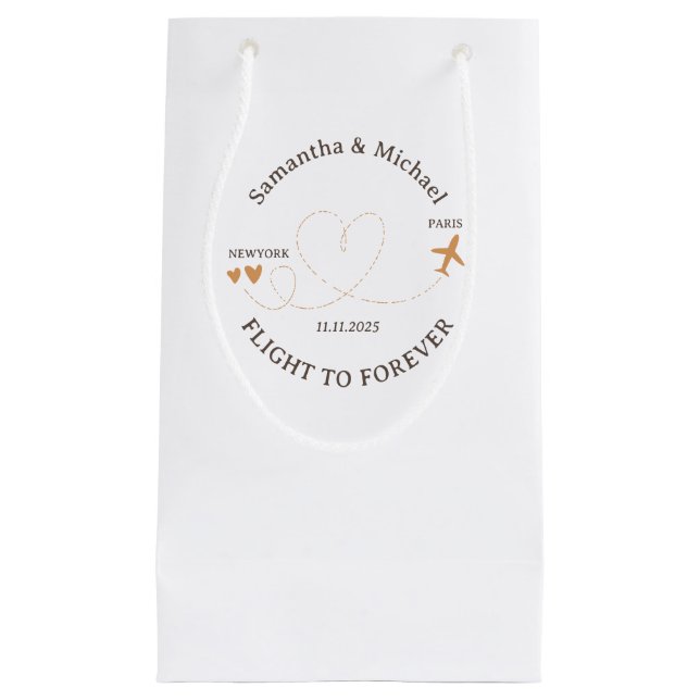 Petit Sac Cadeau Flight Plane Travelling day of Wedding (Devant)