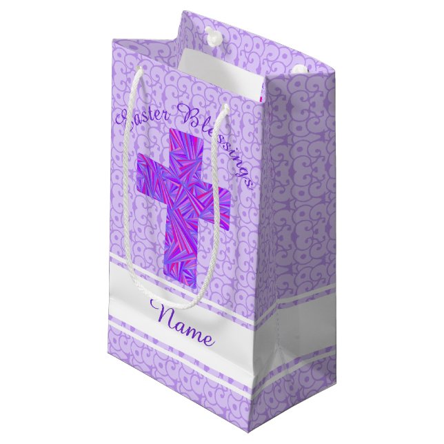 Petit Sac Cadeau Foi chrétienne croisée pourpre Pâques de symbole (Devant Angle)