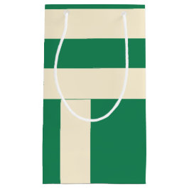 Petit Sac Cadeau Foncé vert foncé et blanc cassé