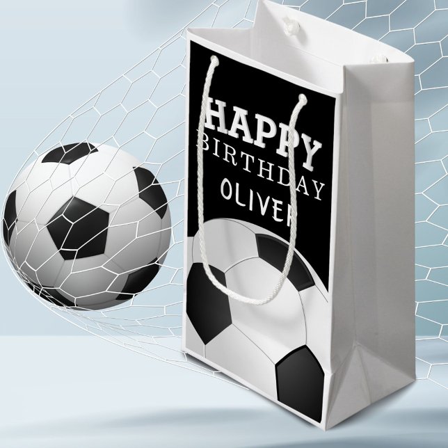 Petit Sac Cadeau Football Ball Joyeux Anniversaire Nom des enfants (Créateur téléchargé)