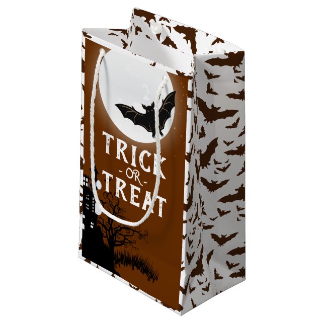 Petit Sac Cadeau Fournitures cadeaux de la fête d'Halloween, astuce (Devant Angle)