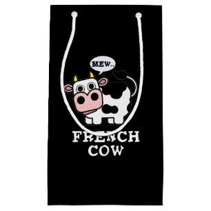 Petit Sac Cadeau Français Vache drôle Animal Pun Dark BG