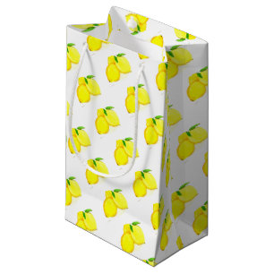 Petit Sac Cadeau Fruits de citron jaune Aquarelle Citrus