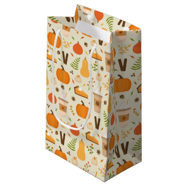 Petit Sac Cadeau Fun Orange Fall Motif (Devant Angle)