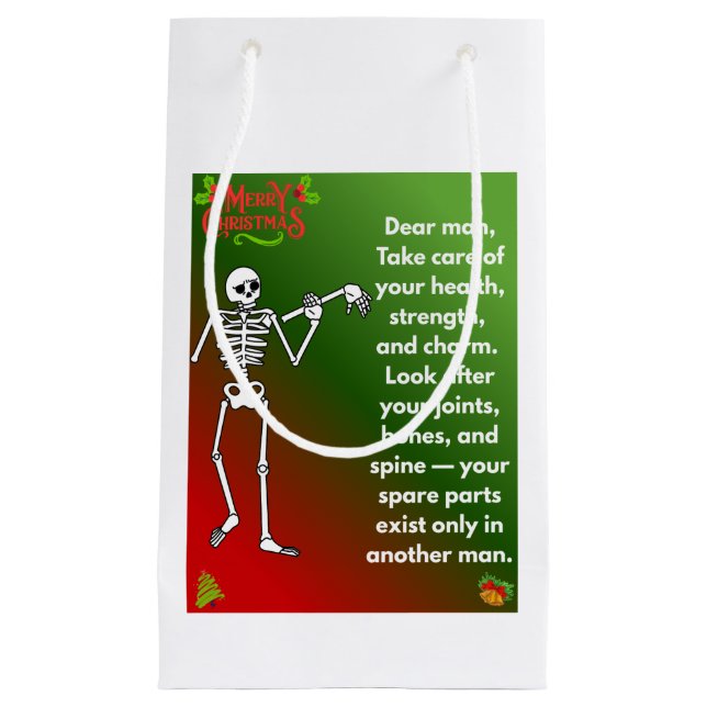 Petit Sac Cadeau Funny Christmas Skeleton Wishes for man (Devant)