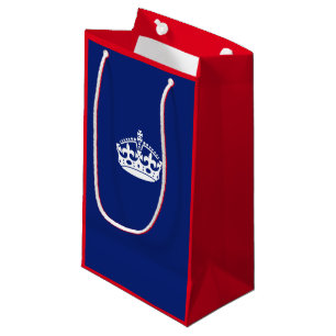 Petit Sac Cadeau Gardez la couronne calme sur le bleu marine