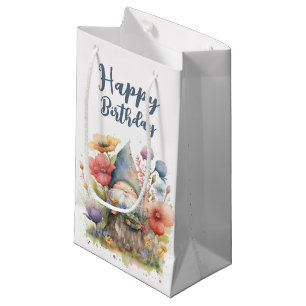 Petit Sac Cadeau Gnome Whimsday Anniversaire Dans Le Jardin