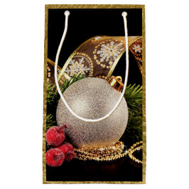 Petit Sac Cadeau Gold Foil Gold Ribbon Silver Ball Cadeau