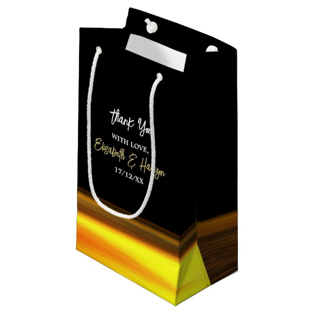 Petit Sac Cadeau Golden Ocean, Elégant Mariage plage (Devant Angle)