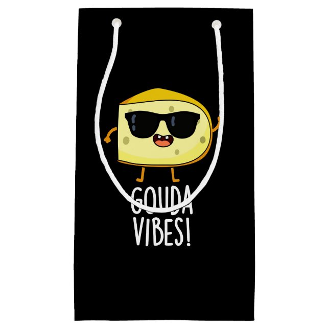 Petit Sac Cadeau Gouda Vibes Funny Cheese Pun Dark BG (Devant)