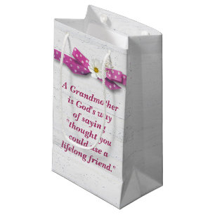 Petit Sac Cadeau Grand-mère Anniversaire avec Polka Dot Ribbon