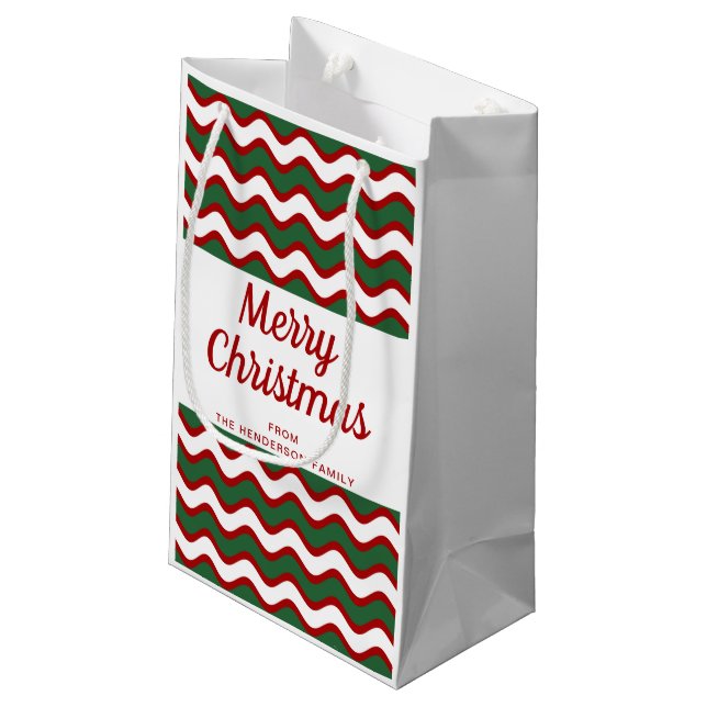 Petit Sac Cadeau Grandes rouges vertes modernes Joyeux Noël (Dos Angle)