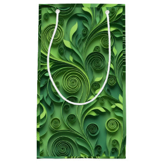 Petit Sac Cadeau Green Quilling Digital Paper Pattern