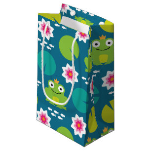 Petit Sac Cadeau Grenouille et Nenuphar Motif sans fil