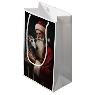 Petit Sac Cadeau Greyhound avec Noël Festif du Père Noël