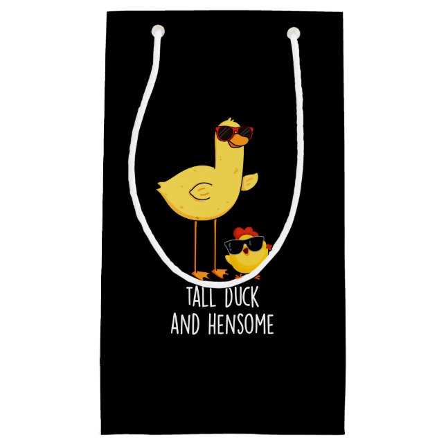 Petit Sac Cadeau Gros Canard Et Hensome Drôle Animal Pun Dark BG (Devant)