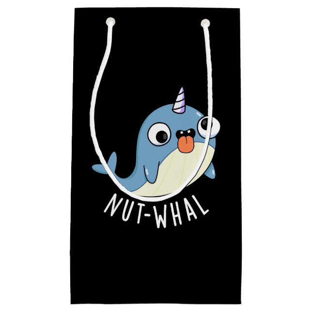 Petit Sac Cadeau Gros-cétacés Drôle Jeu Narwhal BG foncé (Devant)