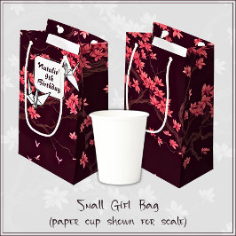 Petit Sac Cadeau Grue en papier rose Origami Fleur de cerisier