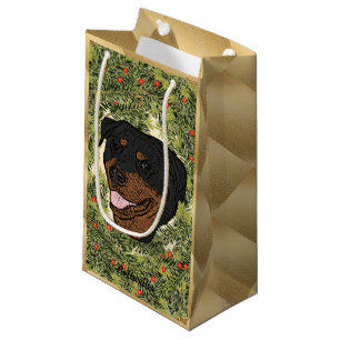 Petit Sac Cadeau Guirlande de rottweiler