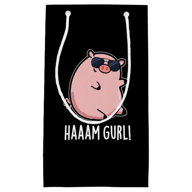 Petit Sac Cadeau Haaam Gurl Funny Pig Pun Dark BG (Devant)
