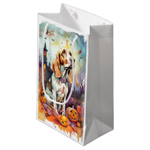 Petit Sac Cadeau Halloween Basset Hound Avec Crainte Citrouille