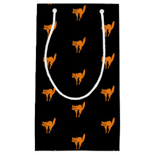 Petit Sac Cadeau Halloween chat noir orange noir motif