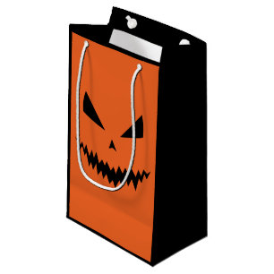 Petit Sac Cadeau Halloween effrayant Jack OLantern noir visage oran